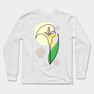 One line art yellow peace lily Long Sleeve T-Shirt